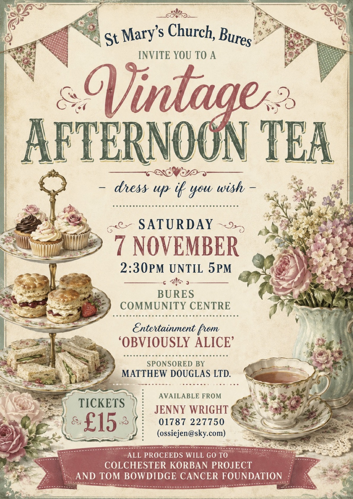 A flyer advertising the Vintage Afternoon Tea 7 November 2026